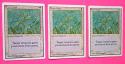 Magic the Gathering Unlimited GREEN WARD X 3 ( LP/EX & MP & HP) U 1993! - Image 2