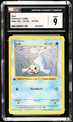 Seel 41/102 1st Edition Pokemon Base Set CGC 9 Mint - Image 1