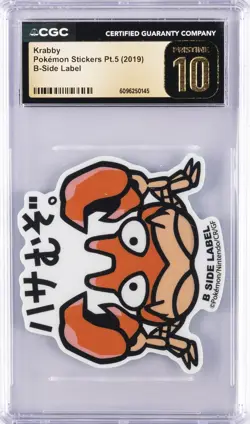 2019 POKEMON STICKERS PT. 5 B-SIDE LABEL KRABBY CGC 10 PERFECT - Image 1