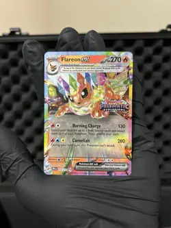 Pokemon TCG Flareon ex 014/131 Prismatic Evolutions Holo Promo Stamped EX 270 HP - Image 1