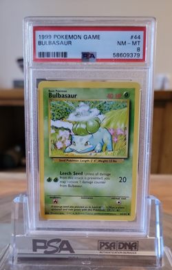 1999 Pokemon TCG Bulbasaur 44/102 Base Set PSA 8 NM-MT - Image 1