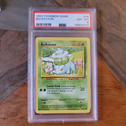 1999 Pokemon TCG Bulbasaur 44/102 Base Set PSA 8 NM-MT - Image 3