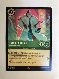 1x Lorcana Cruella De Vil Miserable As Usual NM/M Disney - Image 1