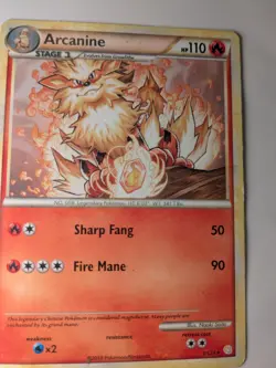 Arcanine HeartGold SoulSilver Non-Holo Rare Card 1/123 2010 Edition Mp Dm - Image 2
