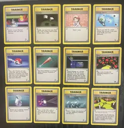 Pokemon TCG 12 X Base Set Trainer Cards 1999 WOTC Vintage Bundle Job Lot LP - Image 1