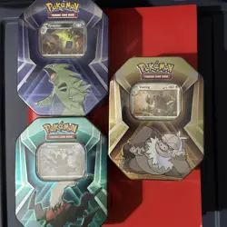 Pokemon TCG 2024 Tin Set of Darkrai, Tyranitar & Slaking (Sealed) - Image 1