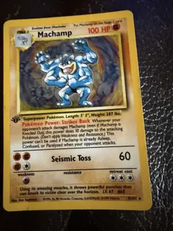 Pokemon TCG Machamp Base Set 8/102 Holo Rare 1st Edition 1999 Wizards Card - Image 1