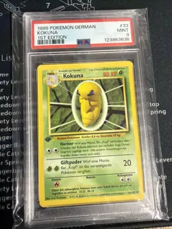 1999 Pokemon #33 German Kokuna 1st Edition PSA 9 - Image 1
