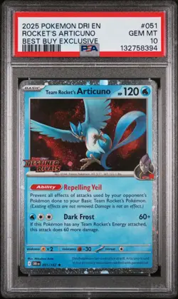 2025 POKEMON DRI EN-DESTINED RIVALS #051 TEAM ROCKET'S ARTICUNO PSA 10 - Image 1