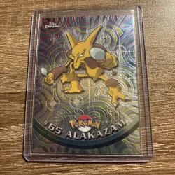 1999 Topps Pokemon TV Series 1 Alakazam #65 Rainbow Foil Black Logo - NM/LP - Image 1