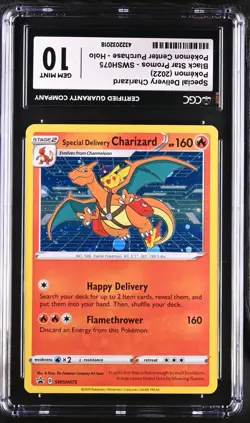 CGC 10 GEM MINT Special Delivery Charizard SWSH075 HOLO PROMO Pokemon Card Error - Image 1