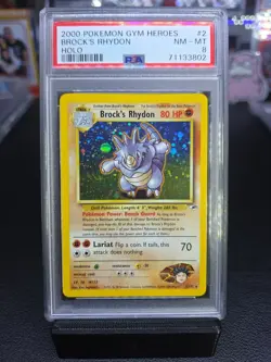 2000 Pokemon Gym Heroes Brock's Rhydon Holo 2/132 PSA 8 NM-MT Nice Holo Pattern - Image 1