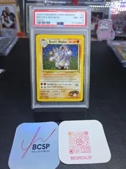 2000 Pokemon Gym Heroes Brock's Rhydon Holo 2/132 PSA 8 NM-MT Nice Holo Pattern - Image 3