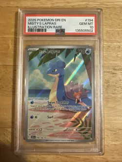2025 POKEMON DRI EN-DESTINED RIVALS ILLUSTRATION RARE #194 MISTY'S LAPRAS PSA 10 - Image 1