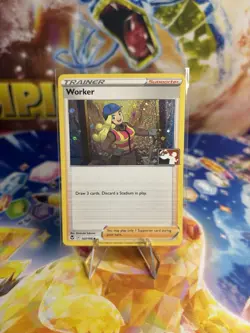 Worker Holo Pokemon Prize Pack Series 4 Promo Pokemon Play Stamp - Image 1