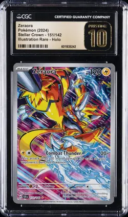 2024 POKEMON SCR EN-STELLAR CROWN ILLUSTRATION RARE #151 ZERAORA CGC 10 PERFECT - Image 1