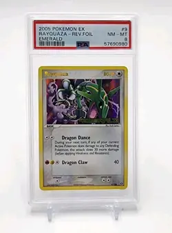 2005 POKEMON EX EMERALD #9 RAYQUAZA-REVERSE FOIL PSA 8 - Image 1