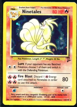NINETALES 13/130 HOLO RARE BASE SET 2 Pokemon MODERATELY PLAYED - Image 1