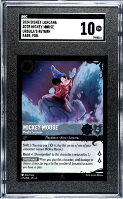 2024 Disney Lorcana Ursula’s Return #225 Mickey Mouse - SGC 10 Pristine Rare - Image 1