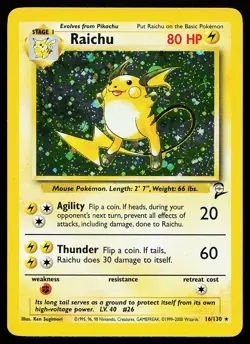 Raichu 16/130 Holo Rare Base Set 2 Pokemon Card - Image 1