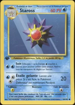 1999 Pokemon FRENCH 1st Edition Base Set Staross-Starmie 64/102 NM 1 - Image 1