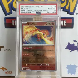 PSA 10 Moltres Masterball Holo 146/165 151 Pokemon Japanese GEM MINT - Image 1