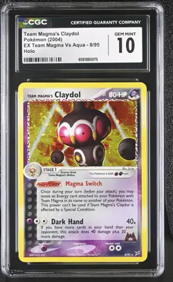 CGC 10 Team Magma's Claydol EX Team Magma Vs Aqua 8/95 Holo SWIRL Pokemon Card - Image 1