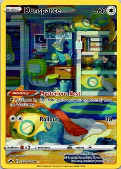 Dunsparce GG23/GG70 Crown Zenith: Galarian Gallery NM Pokemon Card TCG (SKU 1-4) - Image 1