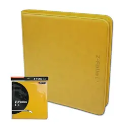 BCW Yellow Gaming Card Z-Folio Zippered LX Leatherette Album with 12 Pocket Page - Image 1