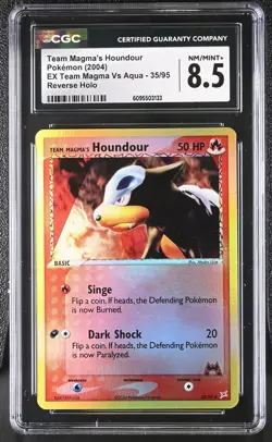 CGC 8.5 Team Magma's Houndour 35/95 Reverse Holo EX Magma Vs Aqua Pokemon Card - Image 1