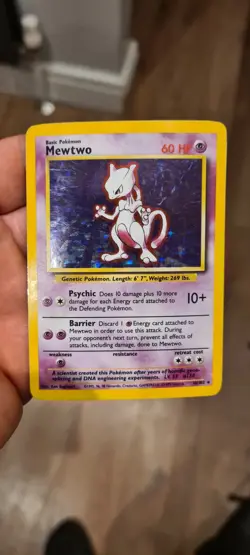 Pokemon Mewtwo TCG Holo Rare Card Base Set 10/102, WOTC 1999 - Image 1