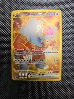 Bloodmoon Ursaluna ex 222/167 Pokemon Twilight Masquerade Gold Hyper Rare Crease - Image 1