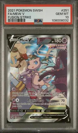 2021 Pokemon MEW V 251/264 Fusion Strike Ultra Rare Holo English PSA 10 - Image 1