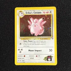 POKEMON ERIKA'S CLEFABLE 3/132 GYM HEROES HOLO RARE NM - Image 1