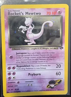 Pokemon TCG Rocket’s Mewtwo Unlimited Gym Challenge Holo Card 14/132 - Image 1
