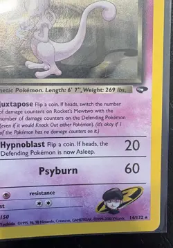 Pokemon TCG Rocket’s Mewtwo Unlimited Gym Challenge Holo Card 14/132 - Image 4