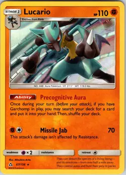 Lucario 67/156 SM - Ultra Prism Pokemon TCG NM Holo - Image 1