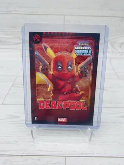 Pikachu as DEADPOOL #E1 Rare Red Holo Heroes & Villains (non-Pokemon fan art) - Image 1