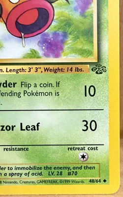 Weepinbell 48/64 Jungle Set 1st Edition 1999 Vintage Pokemon TCG - Image 3