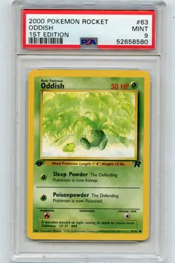2000 POKEMON ROCKET #63 ODDISH "1st EDITION" - PSA 9 MINT (580) - Image 1