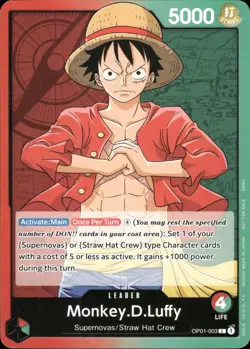 One Piece TCG • Monkey.D.Luffy OP01-003 • Pre Errata-Leader • ENG/NM - Image 1