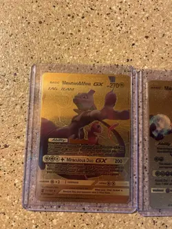 Pokemon Textured Gold Foil Fan Art Mewtwo (lot Of 3 Cards)￼ - Image 2