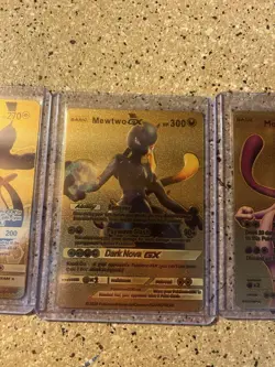 Pokemon Textured Gold Foil Fan Art Mewtwo (lot Of 3 Cards)￼ - Image 3