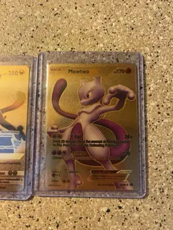 Pokemon Textured Gold Foil Fan Art Mewtwo (lot Of 3 Cards)￼ - Image 4