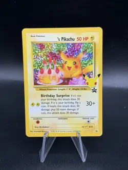 Birthday Pikachu 24 Holo Black Star Celebrations Promo Pokemon Card NM EK3 - Image 1