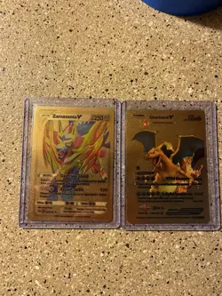 Pokemon Textured Gold Foil, Fan Art (Lot Of Two) Pokemon - Image 1