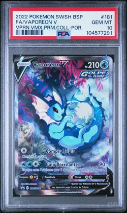 2022 POKEMON SWSH BLACK STAR PROMO #181 FULL ART/VAPOREON V PSA 10 - Image 1