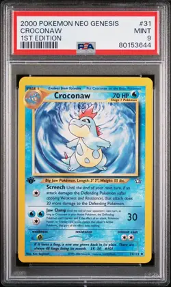 Croconaw 31 - 1st Edition - 2000 Pokemon Neo Genesis - PSA 9 - Image 1
