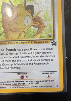 Pokemon TCG Meowth Black Star Promos Holo Card Wizards Black Star Promos 10 - Image 5