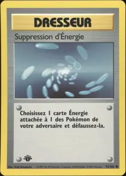 1999 Pokemon FRENCH 1st Edition Base Set Suppression d’Energie 92/102 NM - Image 1